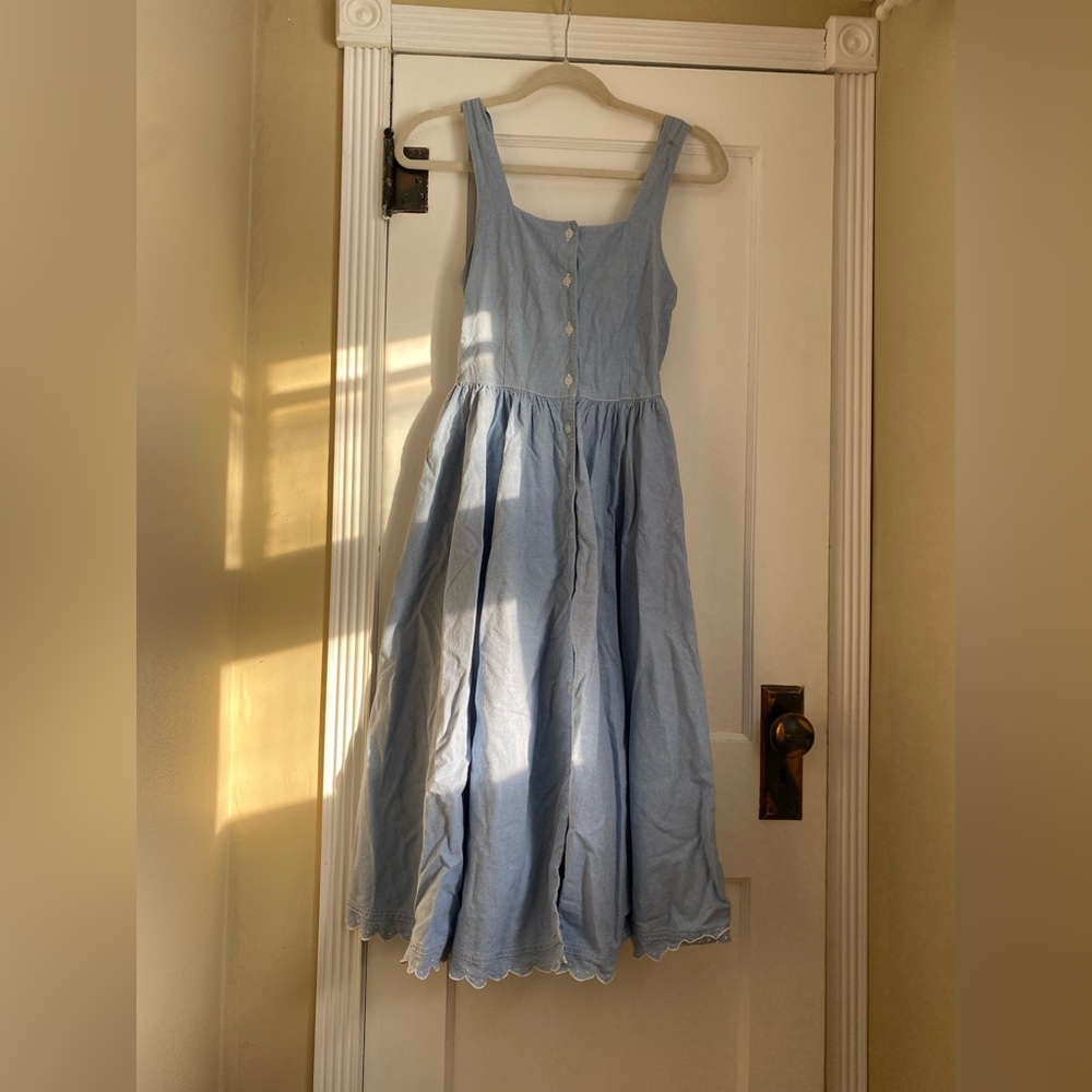Adorable Vintage Denim High Waisted Midi Dress - Picture 2 of 8